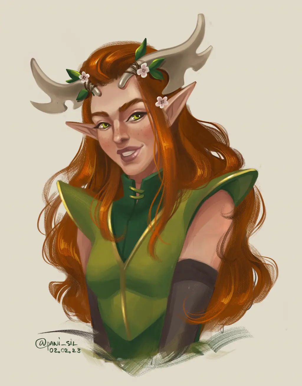 Commissions colored half-body portrait example 1