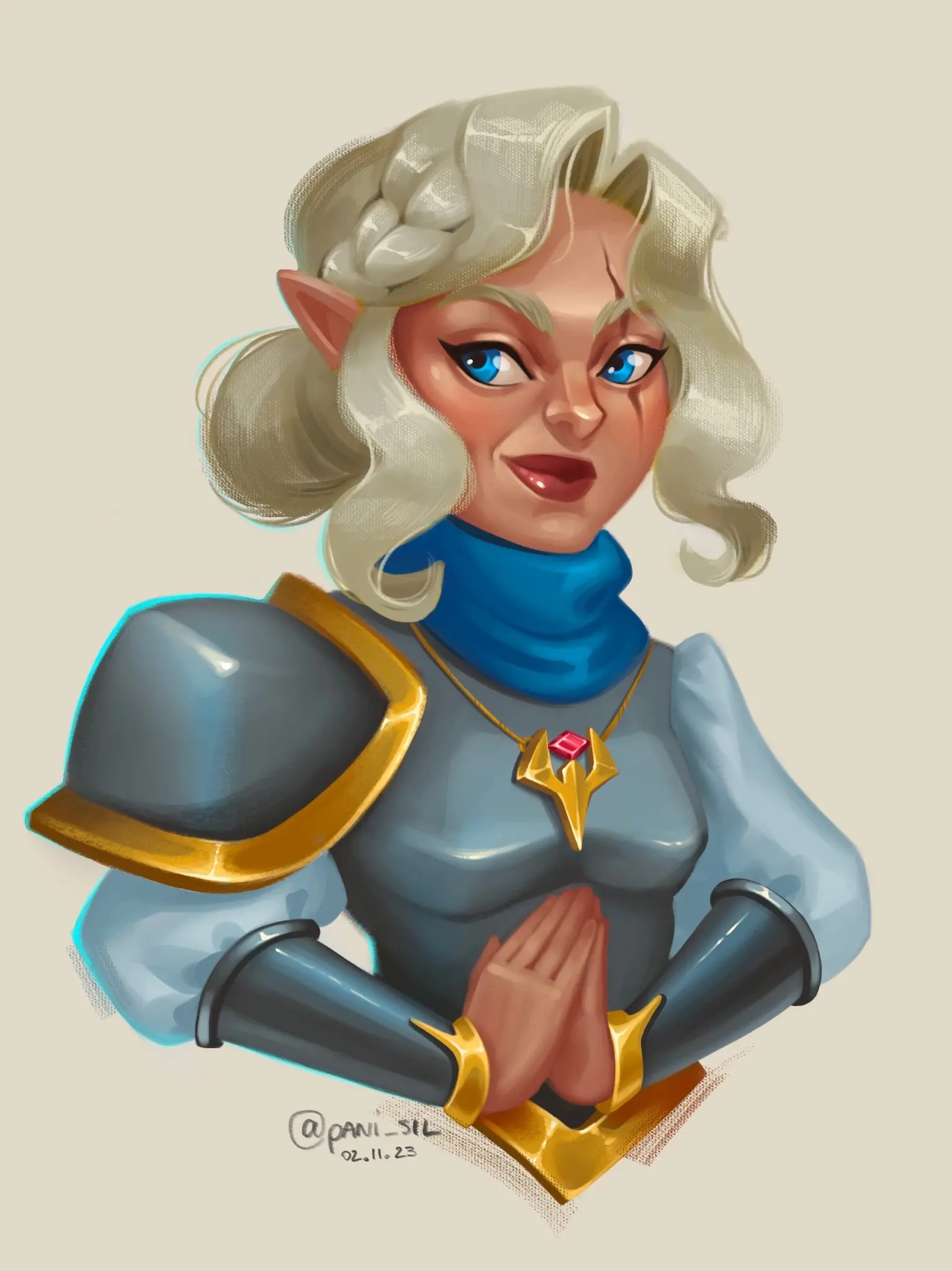 Commissions colored half-body portrait example 2
